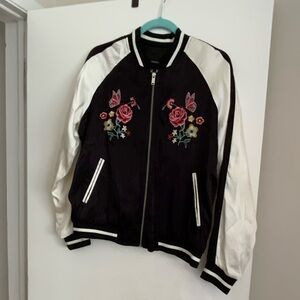 Forever 21 - Butterfly / Floral embroidery varsity jacket